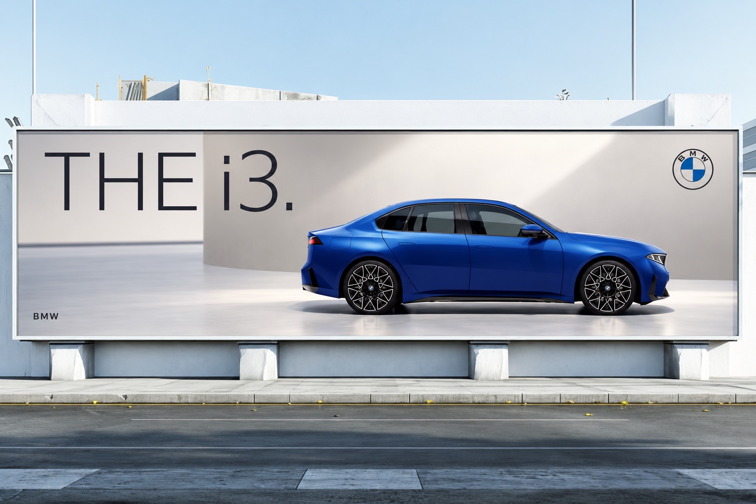 BMW i3 automotive billboard on a modern building